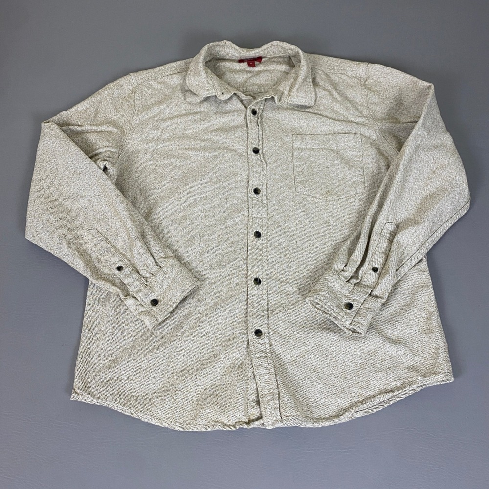 Arizona Jean Co Button Down Shirt Men's XL Tan Textured Long Sleeve 100% Cotton